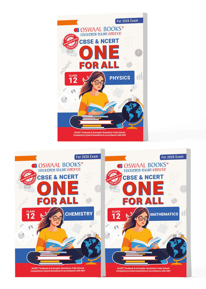 Oswaal CBSE & NCERT One for All Class 12 Set of 3 Books Physics, Chemistry and Maths | For 2026 Board Exams