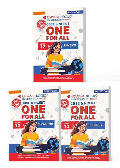 Oswaal CBSE & NCERT One for All Class 12 Set of 3 Books Physics, Chemistry and Biology | For 2026 Board Exams