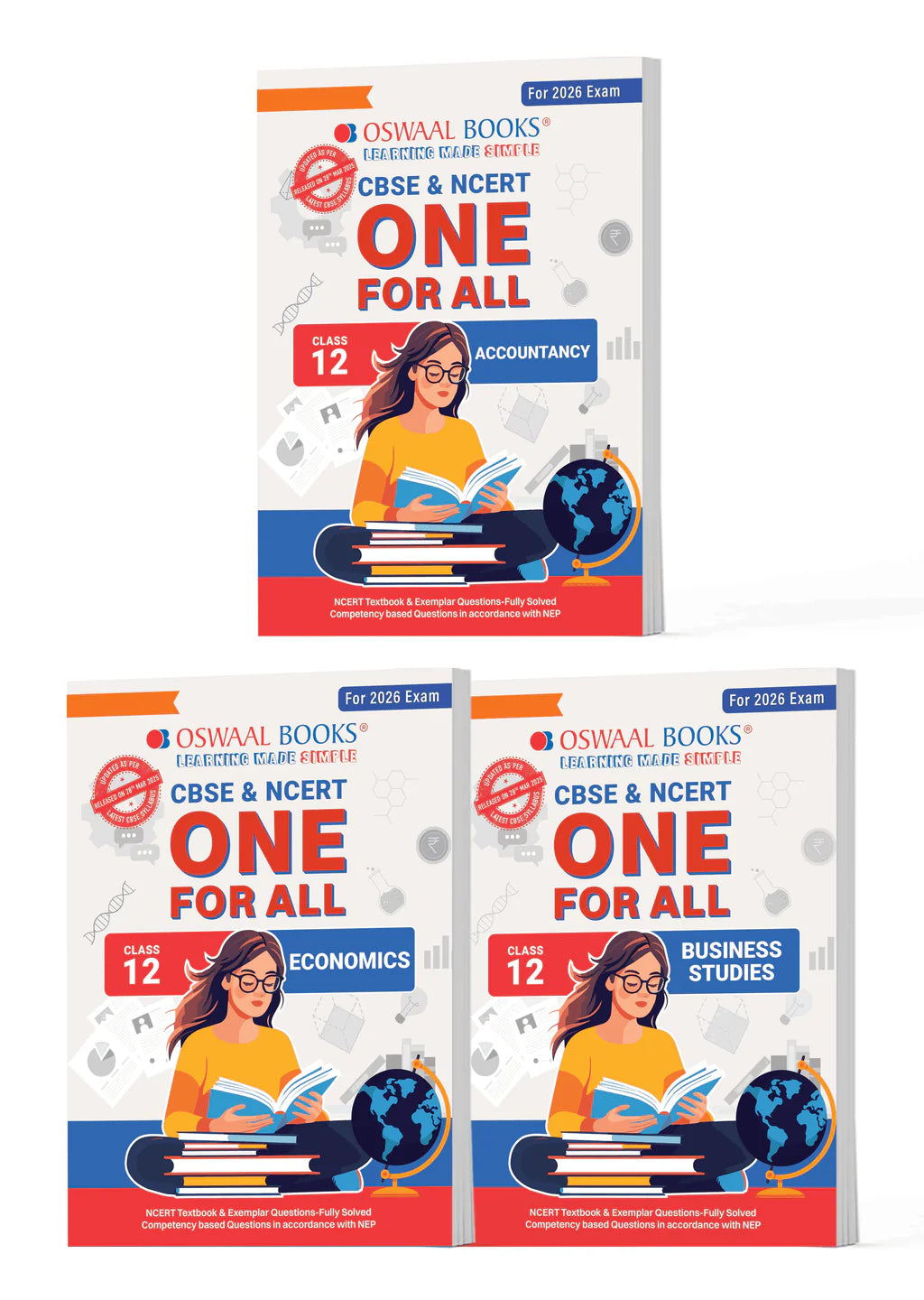 Oswaal CBSE & NCERT One for All Class 12 Set of 3 Books Accountancy, Economics and Business Studies | For 2026 Board Exams