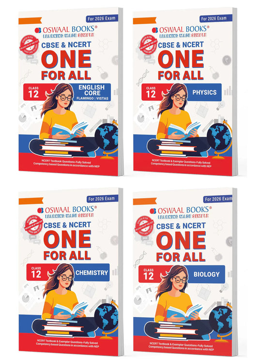 Oswaal CBSE & NCERT One For All Class 12 | English | Physics | Chemistry | Biology (Set Of 4 Books) For 2026 Board Exam