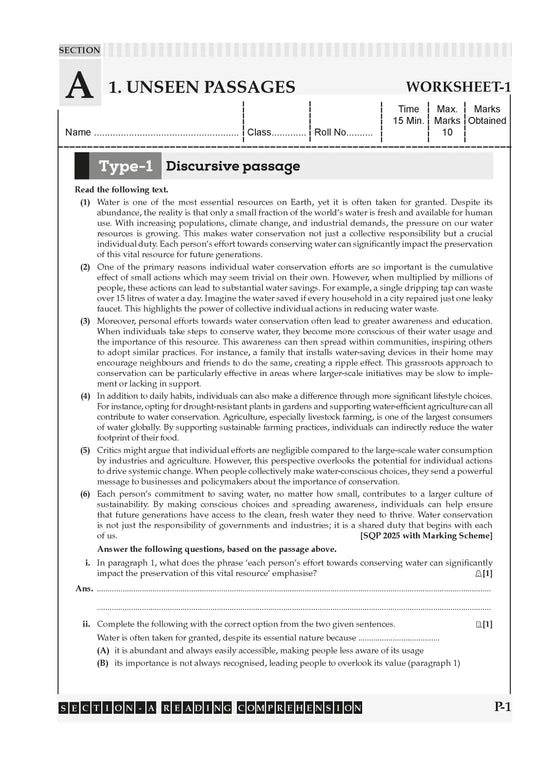 Oswaal CBSE Workbook Class 10 English Lan. & Lite. (Updated as per NCF)