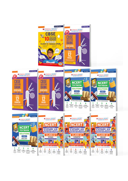 Oswaal CBSE Mega Study Pack - Chapterwise & Topicwise QBs, 10 Years' Solved Paper, Textbook Solutions and Exemplar For Class 12 PCB (For 2026 Exam)
