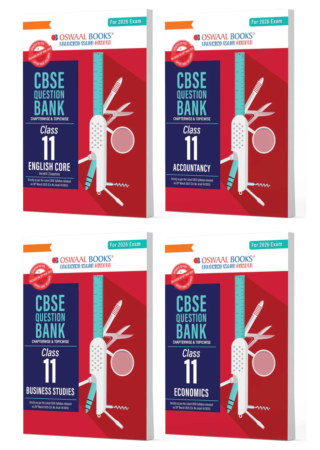 Oswaal Question Bank Class 11 Set of 4 Books | English Core | Accountancy | Business Studies | Economics