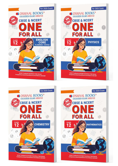 Oswaal CBSE & NCERT One For All Class 12 | English | Physics |Chemistry | Mathematics (Set Of 4 Books) For 2026 Board Exam