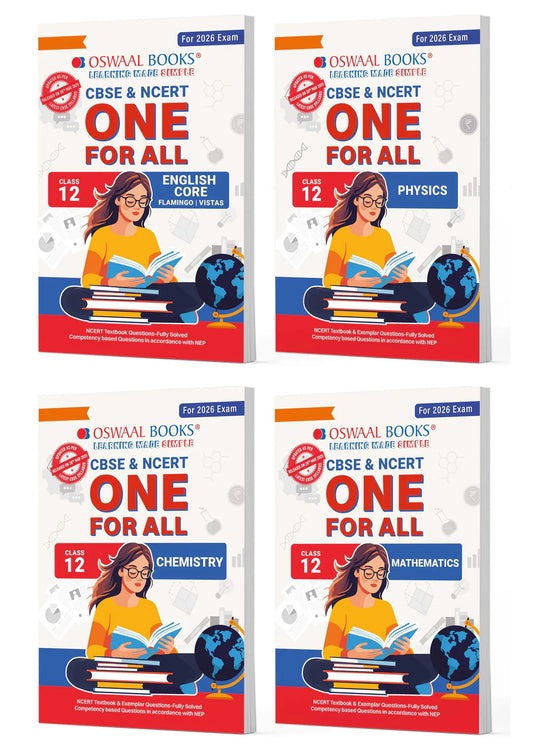 Oswaal CBSE & NCERT One For All Class 12 | English | Physics |Chemistry | Mathematics (Set Of 4 Books) For 2026 Board Exam