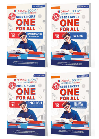Oswaal CBSE & NCERT One For All Class 10 | English | Science | Social Science & Mathematics Basic | With Topic Wise Notes (Set Of 4 Books) For 2026 Board Exam