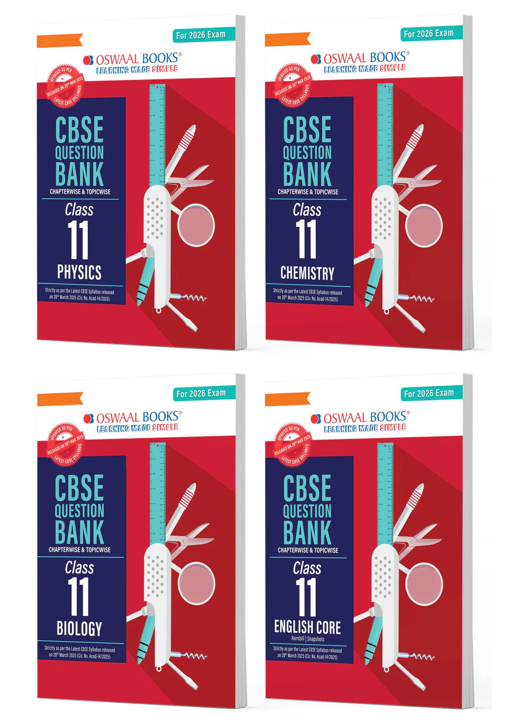 Oswaal CBSE Question Bank Class 11 Set of 4 Books | English Core | Physics | Chemistry | Biology