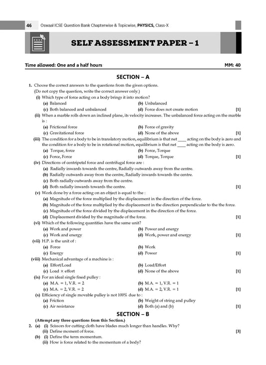 Oswaal ICSE Question Bank Chapter-wise Topic-wise Class 10 | Physics, Chemistry, Maths and Biology | Set of 4 Books