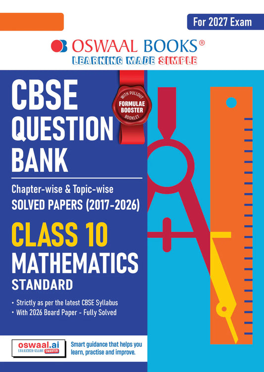 Oswaal CBSE Question Bank Chapterwise and Topicwise SOLVED PAPERS Class 10 Mathematics (Standard) | For Exam 2027