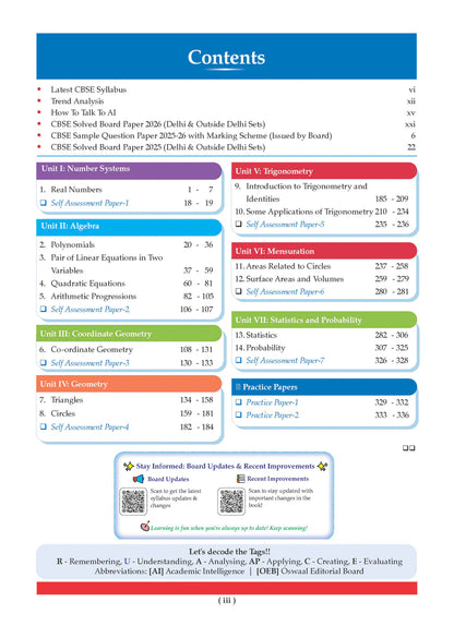 Oswaal CBSE Question Bank Chapterwise and Topicwise SOLVED PAPERS Class 10 Mathematics (Standard) | For Exam 2027