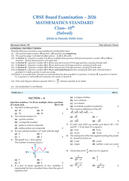 Oswaal CBSE Question Bank Chapterwise and Topicwise SOLVED PAPERS Class 10 Mathematics (Standard) | For Exam 2027