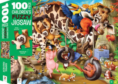 Animal Mayhem 100 Piece Childrens Fuzzy Jigsaw Puzzle