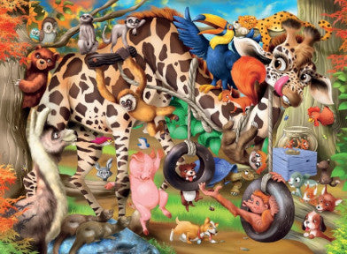 Animal Mayhem 100 Piece Childrens Fuzzy Jigsaw Puzzle