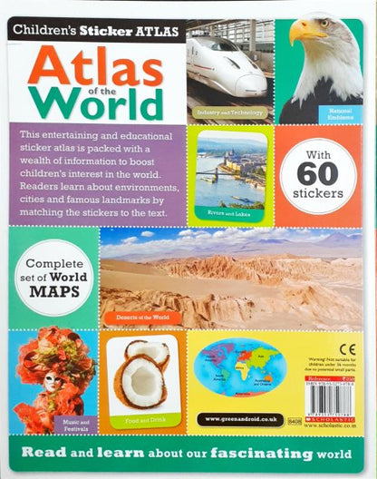 Children's Sticker Atlas Of The World - Complete Your Atlas With 60 Stickers