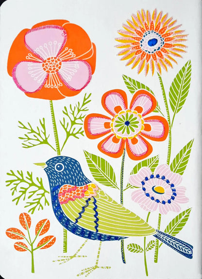 Avian Friends Embroidered Handmade Journal