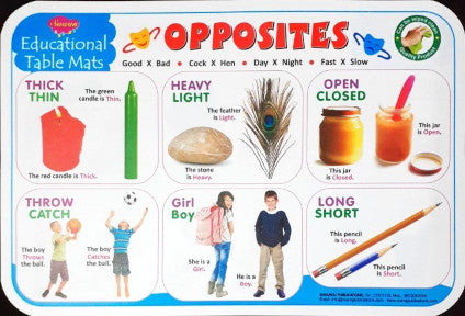 Opposites - Educational Table Mats (Wipe & Clean Double Sided)