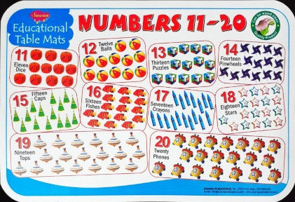 Numbers 1-20 Educational Table Mats (Wipe & Clean Double Sided)