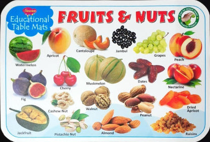 Fruits & Nuts - Educational Table Mats (Wipe & Clean Double Sided)