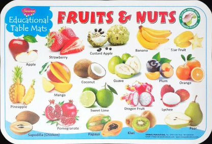 Fruits & Nuts - Educational Table Mats (Wipe & Clean Double Sided)