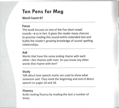 Funny Photo Phonics Ten Pens for Meg