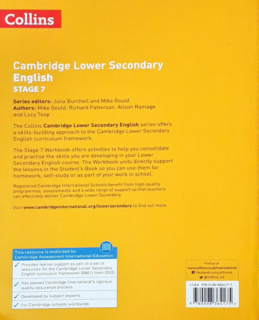 Collins Cambridge Lower Secondary English Stage 7 Workbook (P)