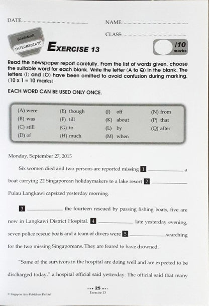 SAP Conquer Cloze For Primary Level WorkBook 5