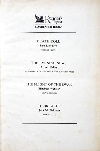 Reader's Digest 4 In 1 Condensed Books 1990 Edition  Death Roll The Evening News The Flight Of The Swan Tiebreaker