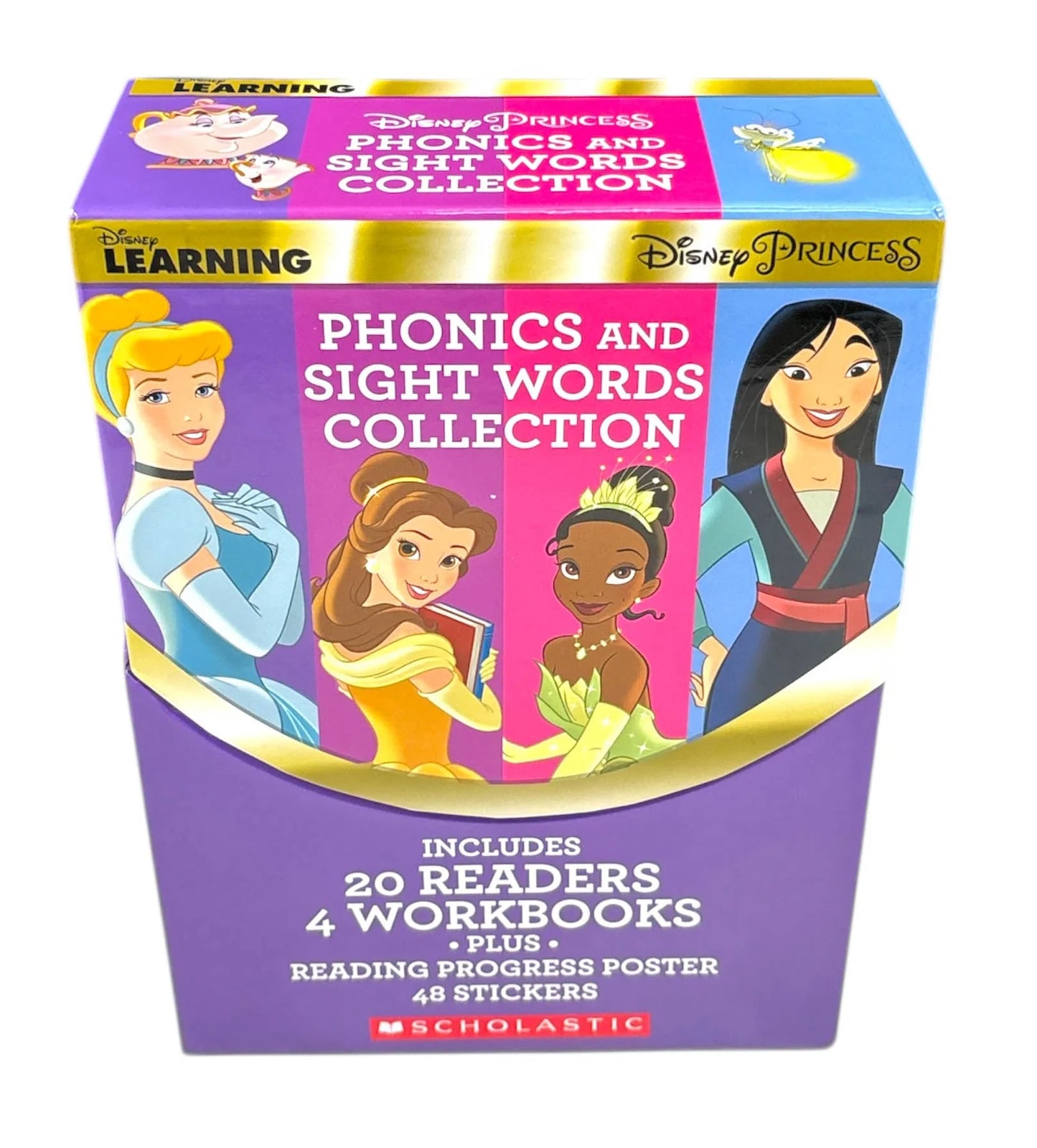 Disney Princess Phonics and Sight Words Collection | Set of 20 Readers and 4 Workbooks