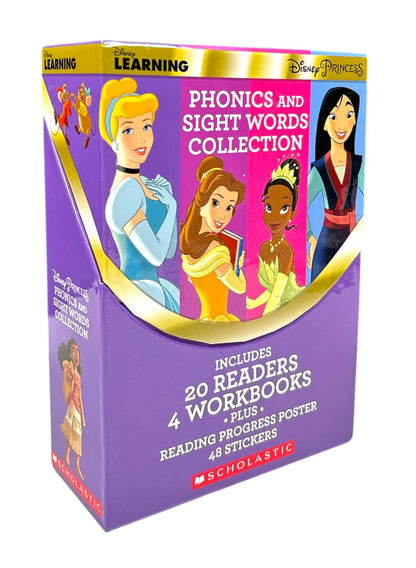 Disney Princess Phonics and Sight Words Collection | Set of 20 Readers and 4 Workbooks