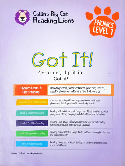 Collins Big Cat Reading Lions : Phonics Level 1 - Got It! (P)