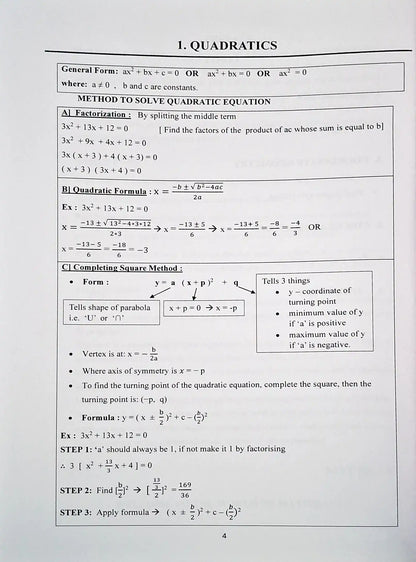 AS Level Pure Mathematics 1 : Practice Workbook Part One, Two and Three | Grade 11