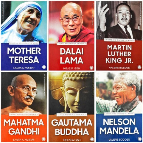 Leaders Who Changed The World Set of 6 Books Mother Teresa Dalai Lama Martin Luther King Jr Mahatma Gandhi Gautama Buddha Nelson Mandela
