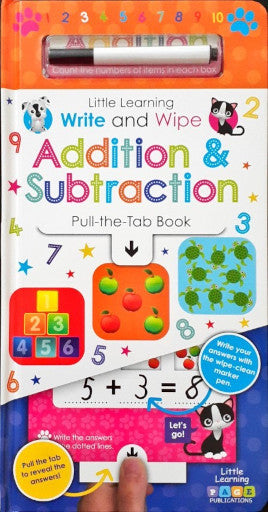 Little Learning Write and Wipe Addition and Subtraction Pull The Tab Book