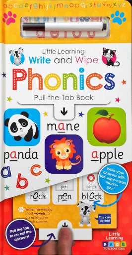 Little Learning Write and Wipe Phonics Pull The Tab Book