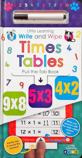 Little Learning Write and Wipe Times Tables Pull The Tab Book