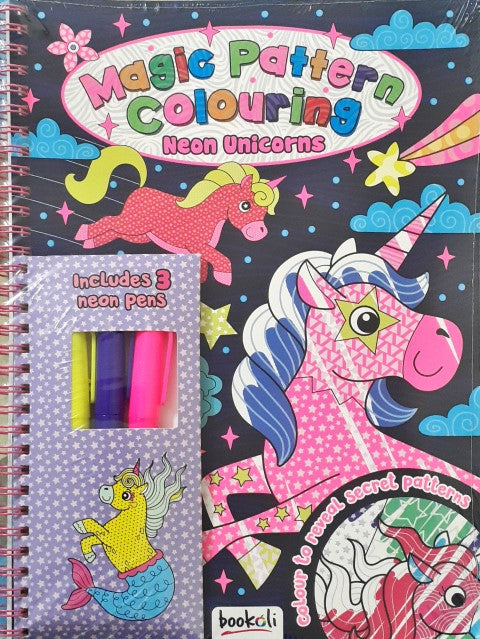 Magic Pattern Colouring Neon Unicorns (Includes 3 Neon Pens)