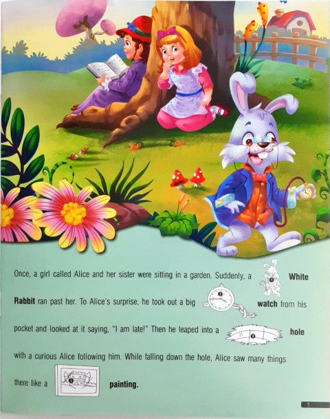 Sticker Key Words Fairy Tales Alice In Wonderland With Over 50 Stickers