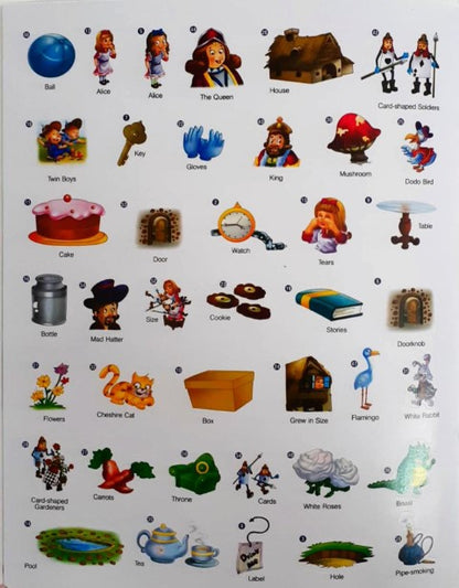 Sticker Key Words Fairy Tales Alice In Wonderland With Over 50 Stickers