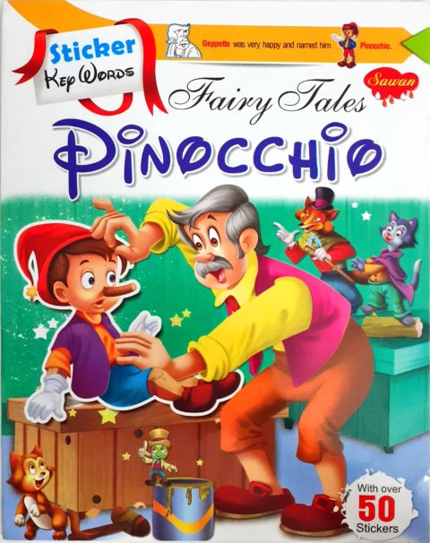 Sticker Key Words Fairy Tales Pinocchio With Over 50 Stickers