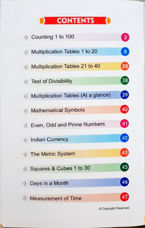 Multiplication Book Of Tables