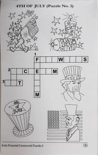 Kids Pictorial Crossword Puzzle 3