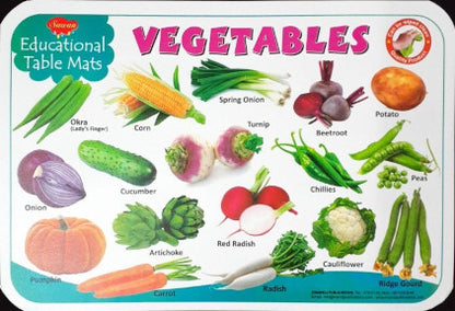 Vegetables - Educational Table Mats (Wipe & Clean Double Sided)