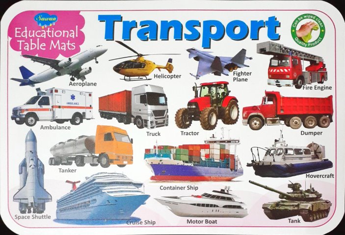 Transport - Educational Table Mats (Wipe & Clean Double Sided)