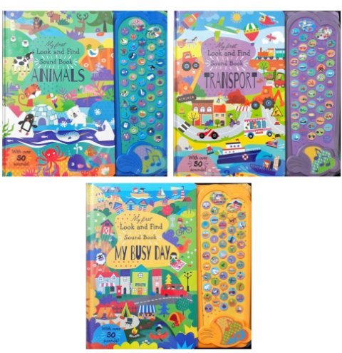 My First Look And Find Set of 3 Sound Books Transport Animals My Busy Day With Over 150 Sounds