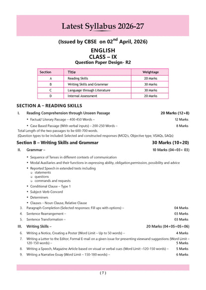 CBSE English Question Bank Chapter-wise & Topic-wise Class 9 | NCERT Textbook Kaveri | R2