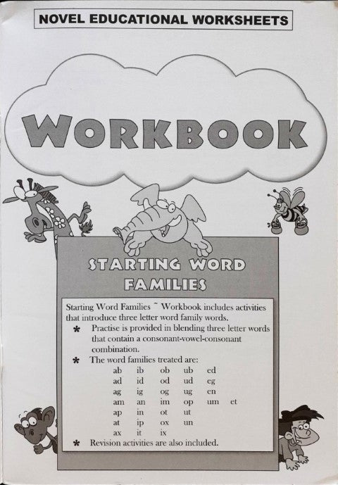 Novel Educational Starting Word Families Workbook