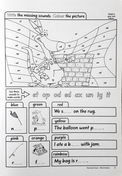 Novel Educational Read & Colour Word Families
