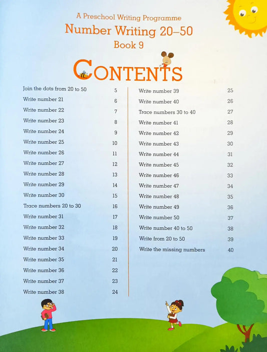 Number Writing 20 - 50 : A Preschool Writing Programme - Book 9