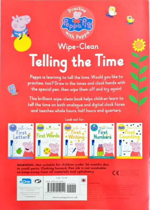 Peppa Pig: Wipe Clean Telling the Time