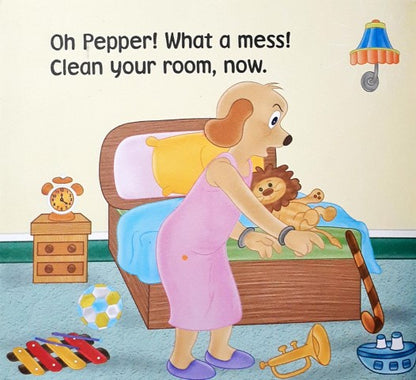 Pepper Cleans His Room